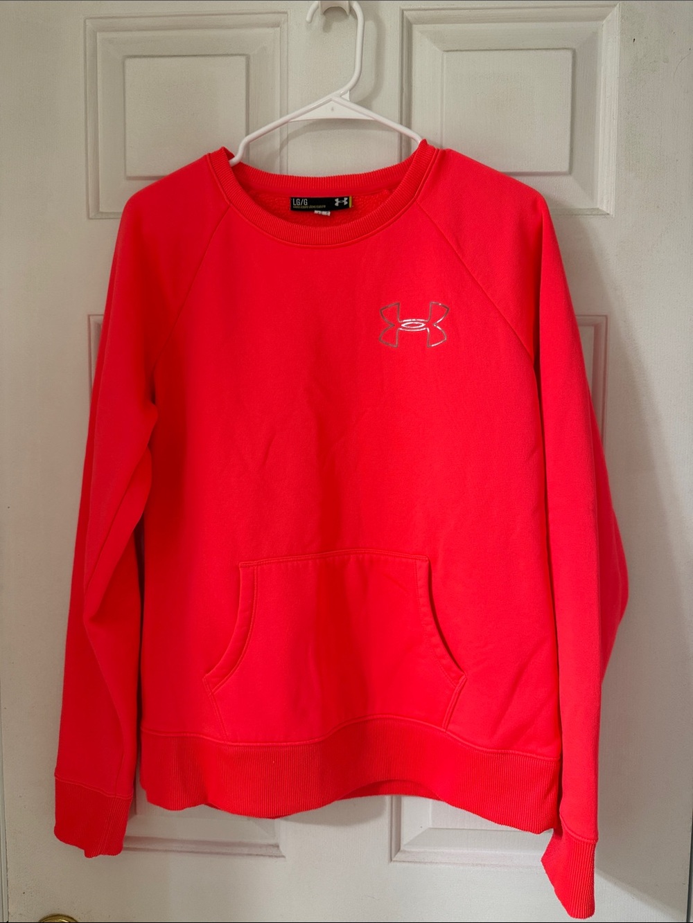 Under Armour Women's Neon Coral Crewneck Pullover Sweatshirt
